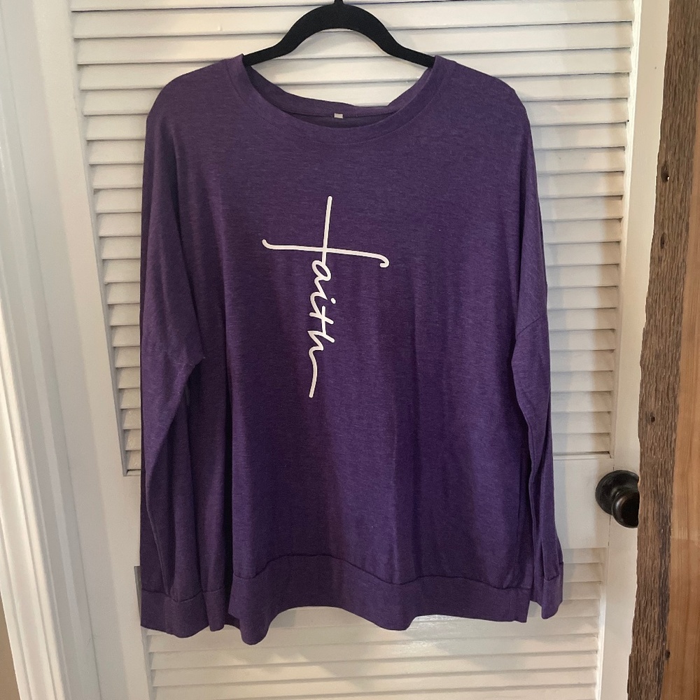 Purple Faith shirt with pockets